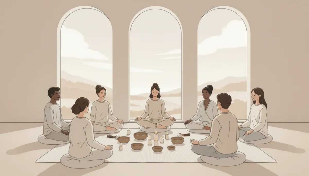 Small group sitting in a circle during a wellness workshop