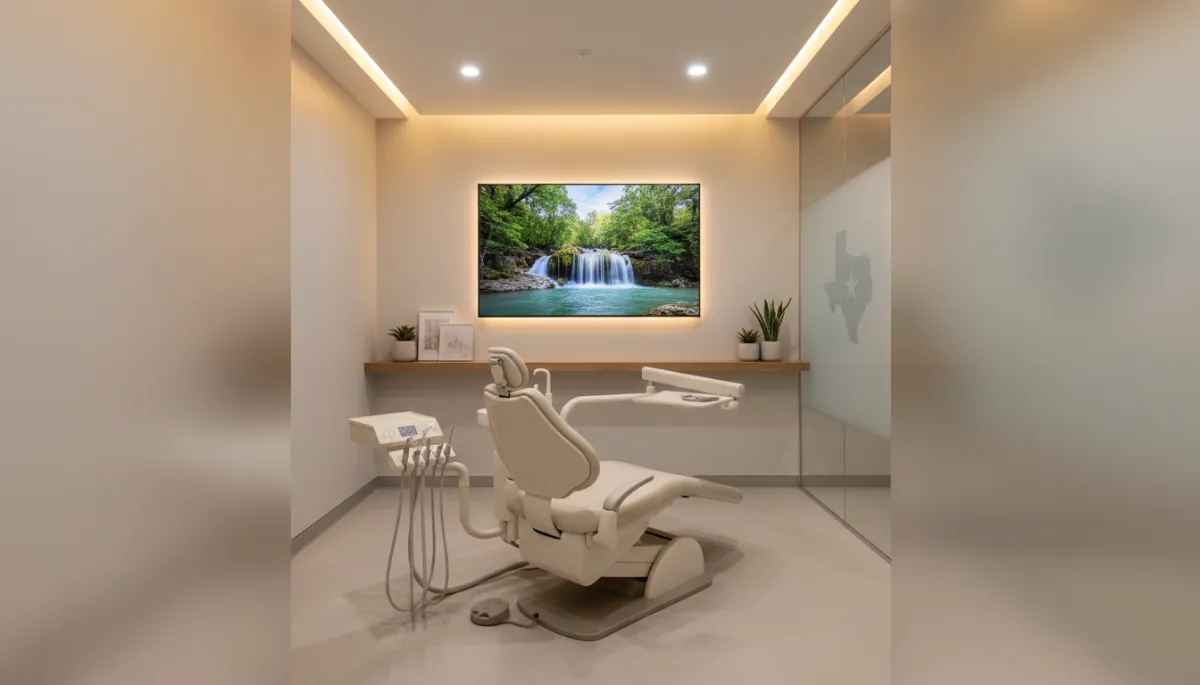 Professional dental treatment room in Austin with modern comfortable design Professional dental treatment room in Austin with modern comfortable design