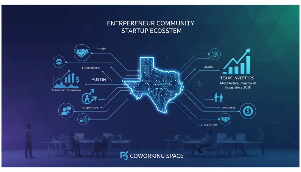 Entrepreneurs collaborating at Capital Factory coworking space