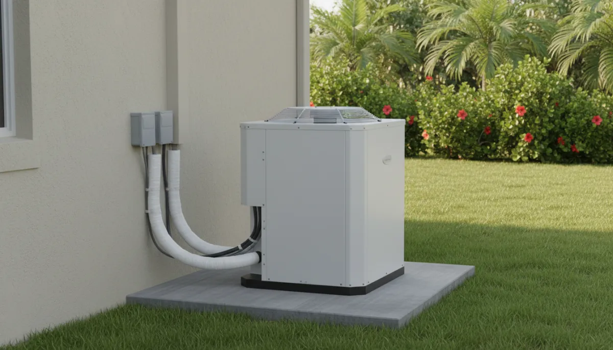 Completed outdoor AC condenser installation at a Florida home