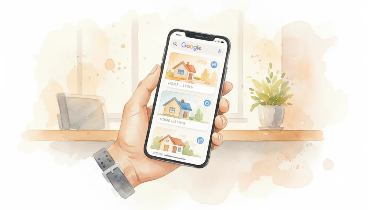 Buyer viewing Google Home Listings with call and message buttons on a smartphone Buyer viewing Google Home Listings with call and message buttons on a smartphone