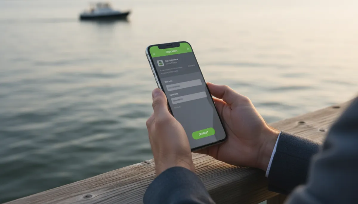 Guest completing mobile deposit checkout for a fishing charter Guest completing mobile deposit checkout for a fishing charter