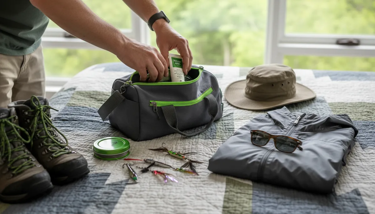 Guest packing fishing gear and essentials after reading confirmation email Guest packing fishing gear and essentials after reading confirmation email