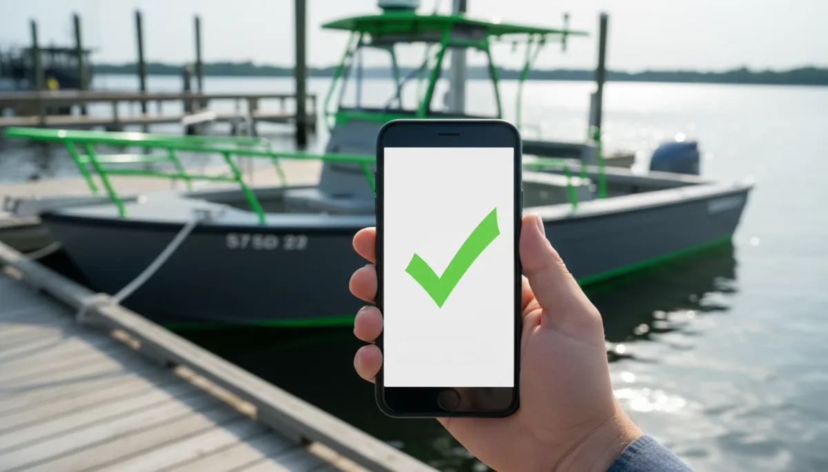Refund confirmation for a canceled fishing charter displayed on a smartphone screen