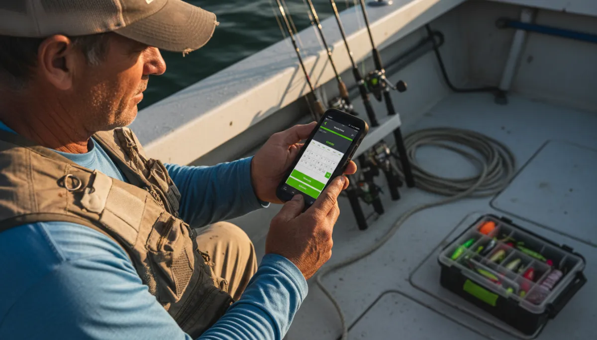 Captain entering a phone booking into mobile charter calendar app