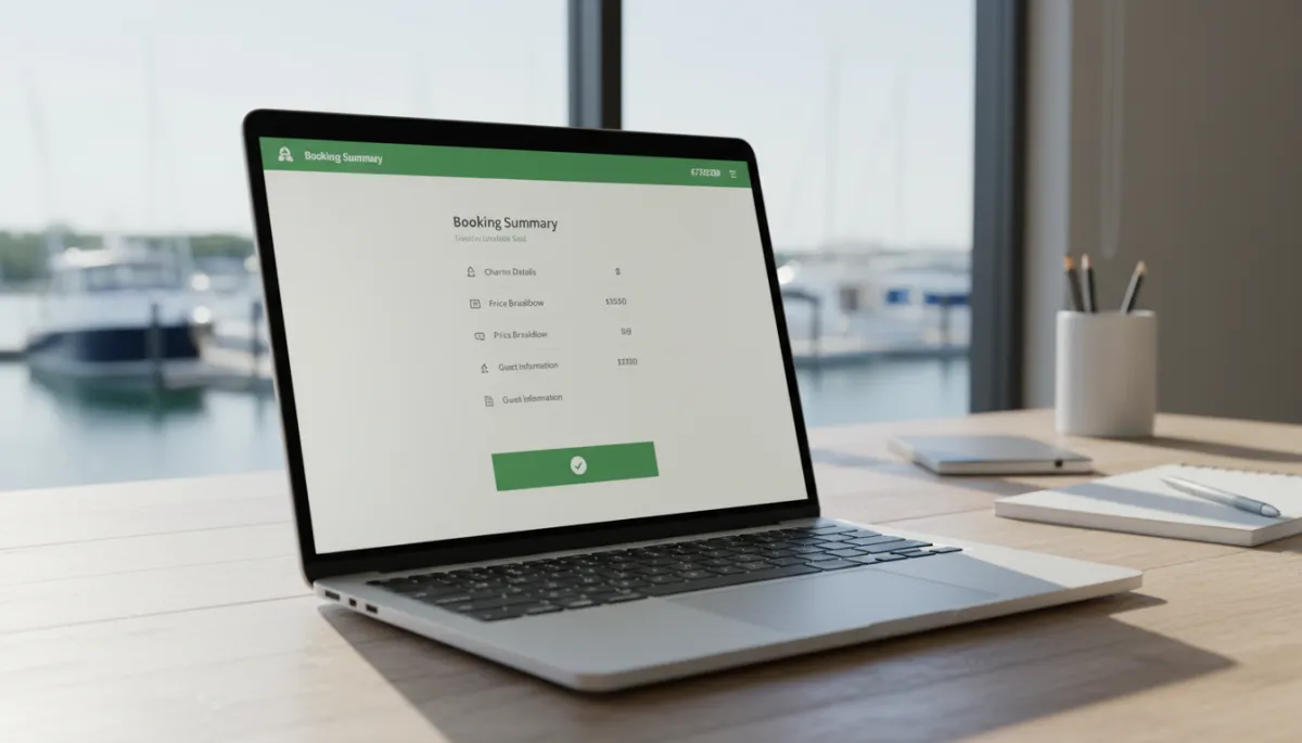 Individual payment screen for a single fishing charter seat on a laptop Individual payment screen for a single fishing charter seat on a laptop