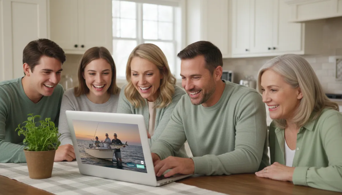 Family booking a fishing charter online as a gift