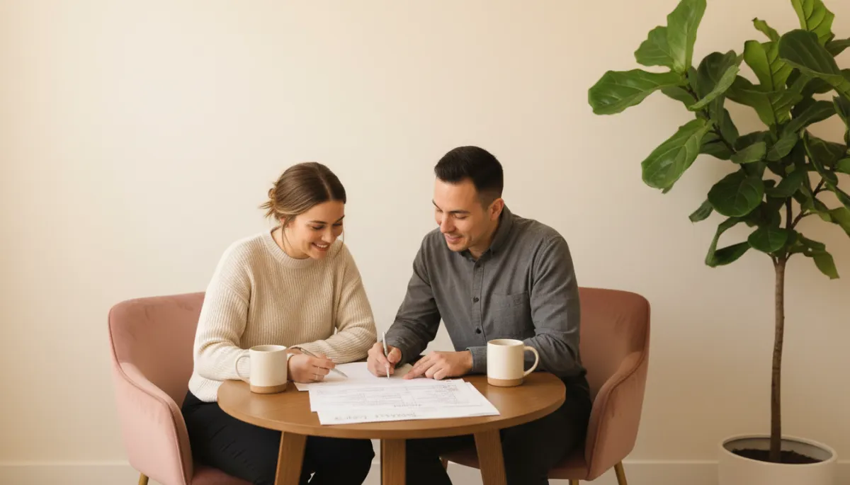Woman and clinician discussing an individualised care plan in a calm clinic room