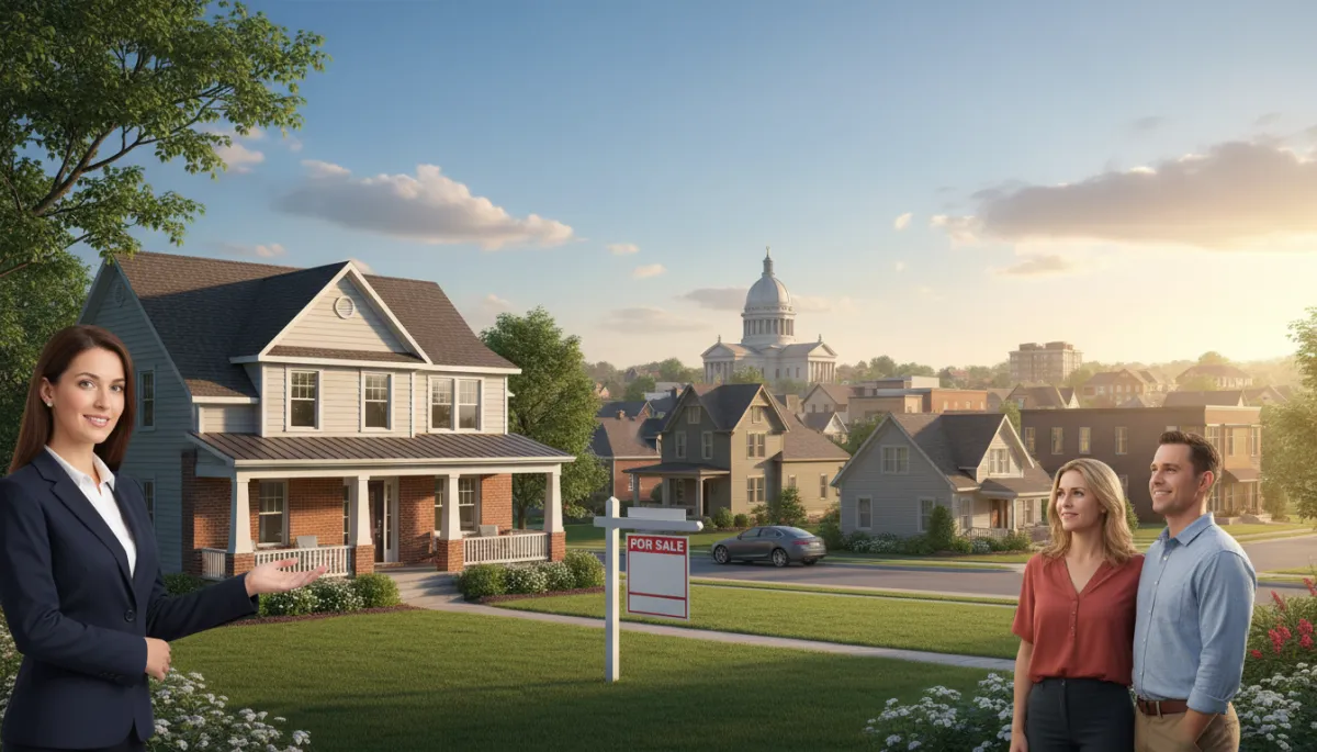 Realtor hosting an open house in a well-staged Crown Point home