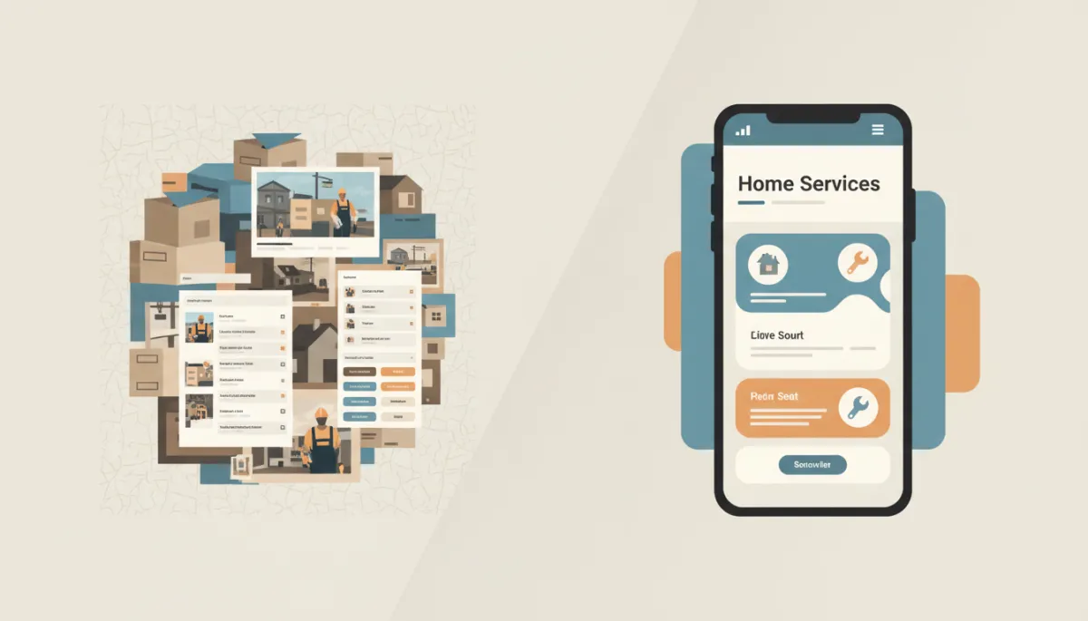 Comparison of an outdated contractor website and a modern optimized home services website Comparison of an outdated contractor website and a modern optimized home services website