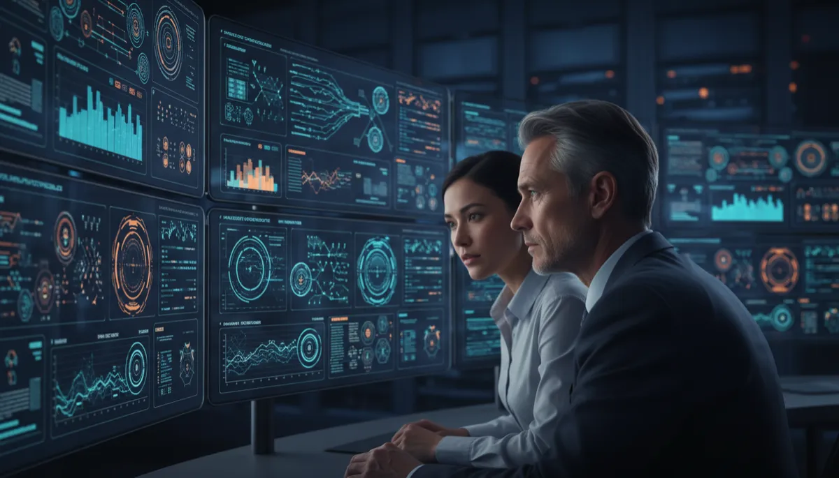 IT and operations leaders monitoring AI-driven dashboards for performance and security IT and operations leaders monitoring AI-driven dashboards for performance and security