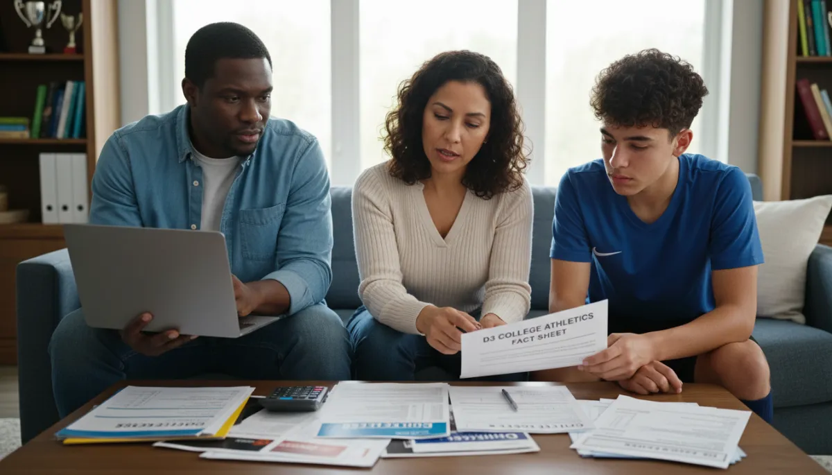 College tuition bill and financial aid letter with calculator on table