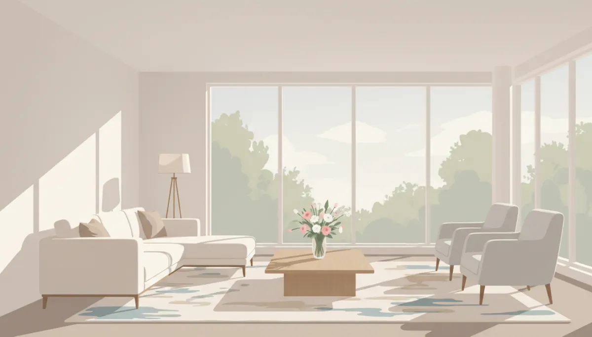 Staged living room in a Houston home prepared for showings