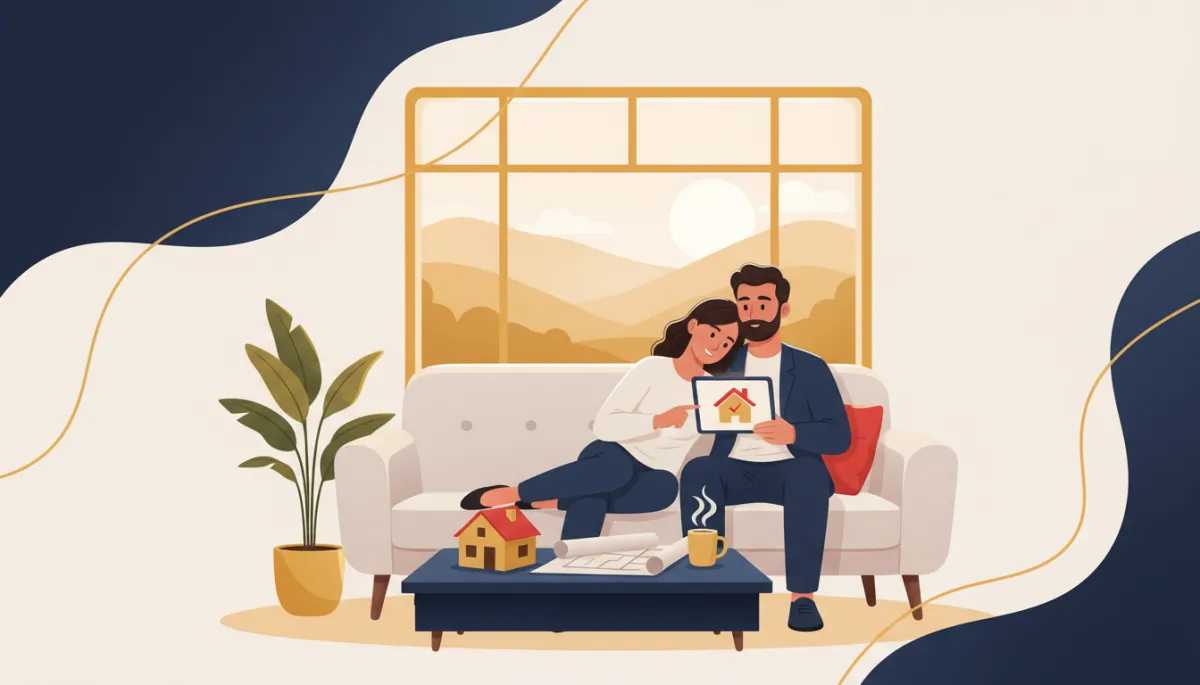 A real, high-quality photo showing a diverse young couple sitting at a table with a professional real estate agent, reviewing home-buying paperwork and a laptop in a bright, modern home office in Texas. The setting should feature soft, natural light and genuine interactions, conveying trust and professionalism. A real, high-quality photo showing a diverse young couple sitting at a table with a professional real estate agent, reviewing home-buying paperwork and a laptop in a bright, modern home office in Texas. The setting should feature soft, natural light and genuine interactions, conveying trust and professionalism.