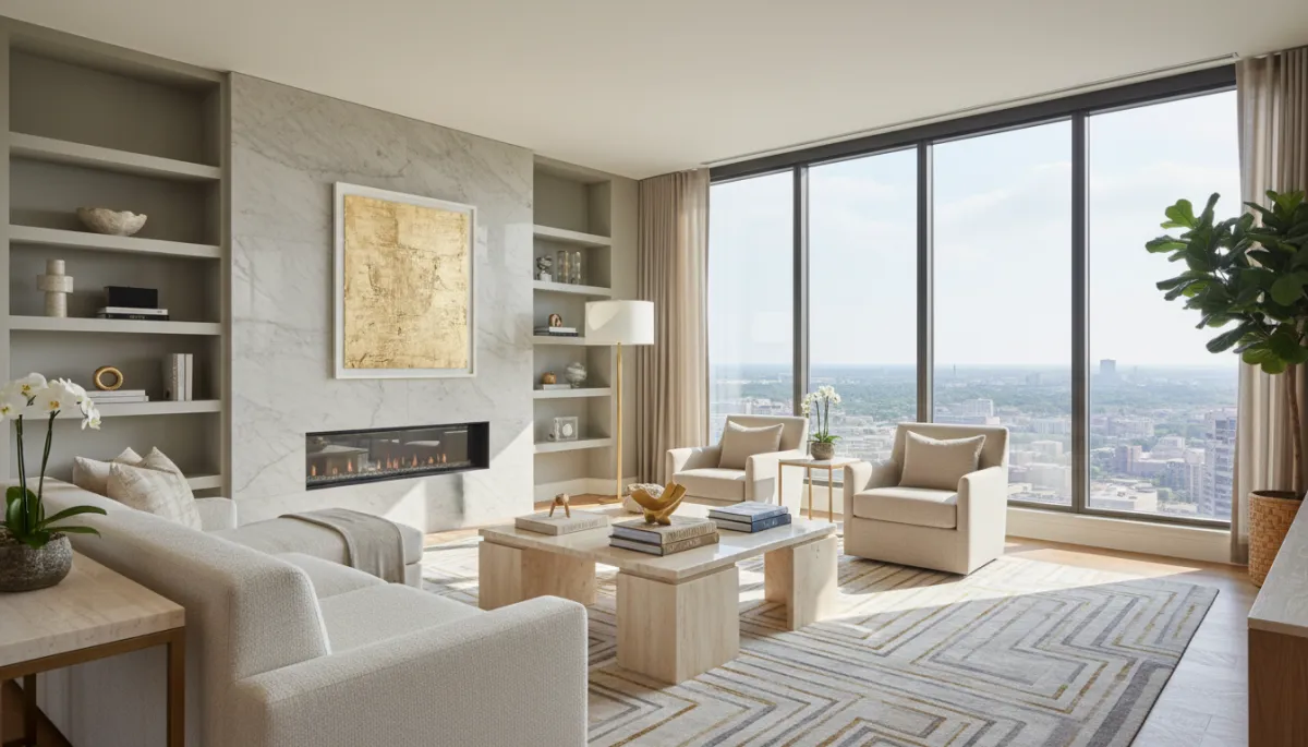 Sophisticated neutral-toned living room in a Houston luxury home Sophisticated neutral-toned living room in a Houston luxury home