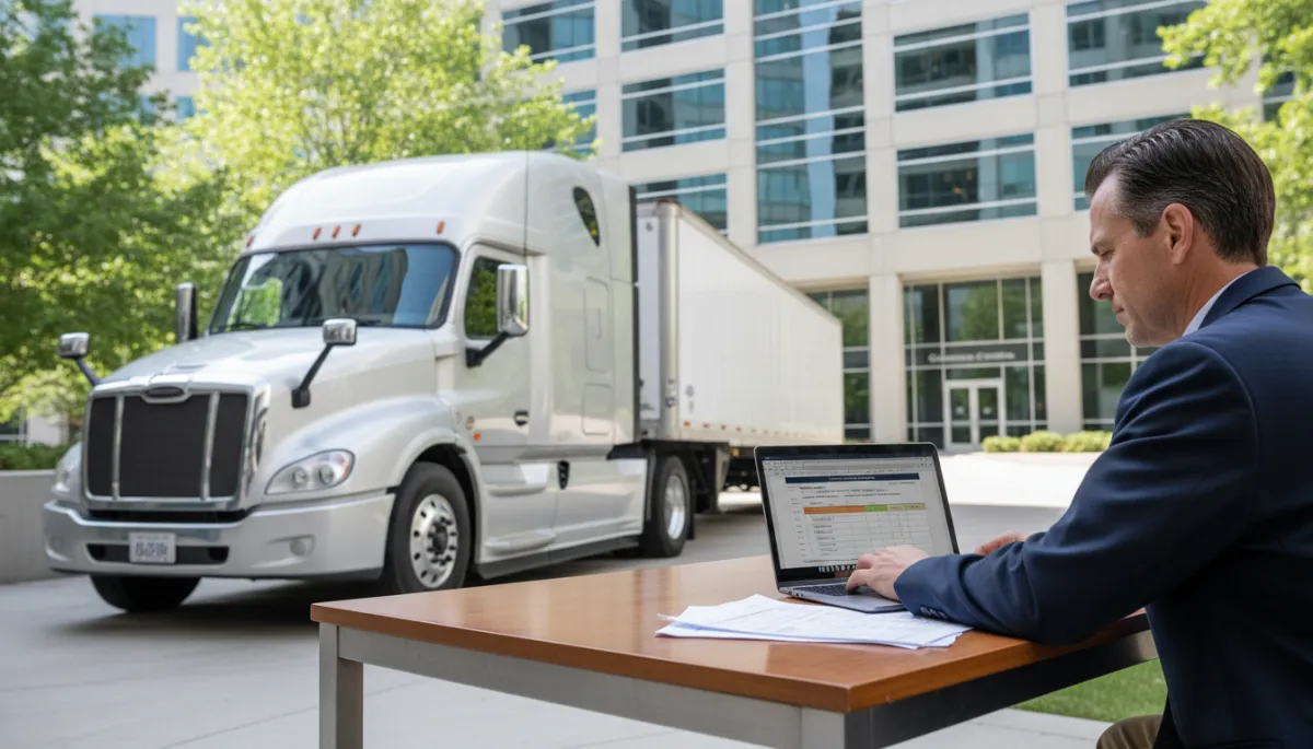 Small fleet owner in Greensboro NC reviewing trucking insurance documents