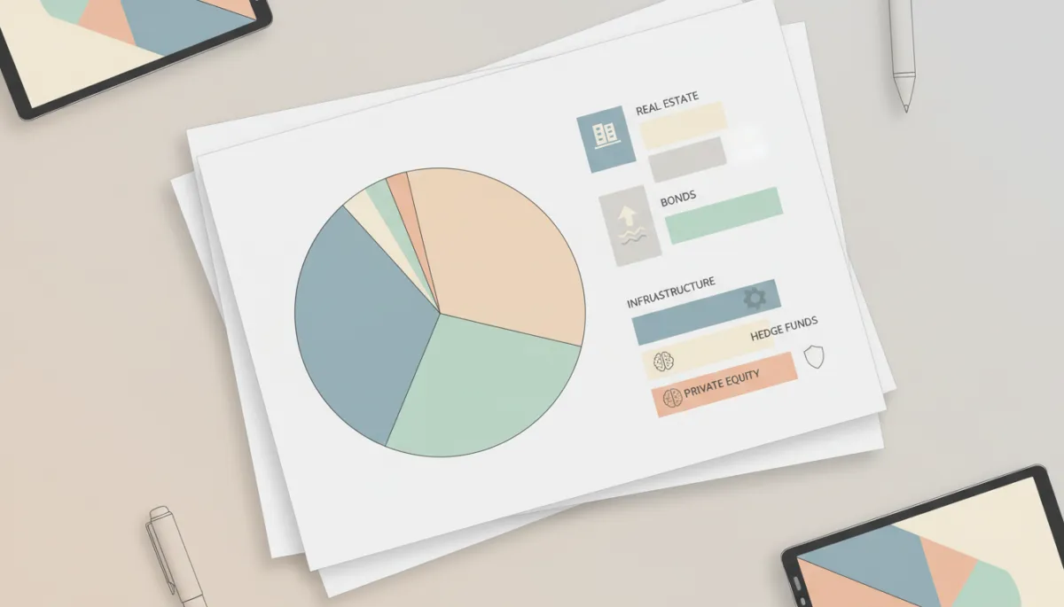 Diversified portfolio report highlighting allocations to alternative investments Diversified portfolio report highlighting allocations to alternative investments