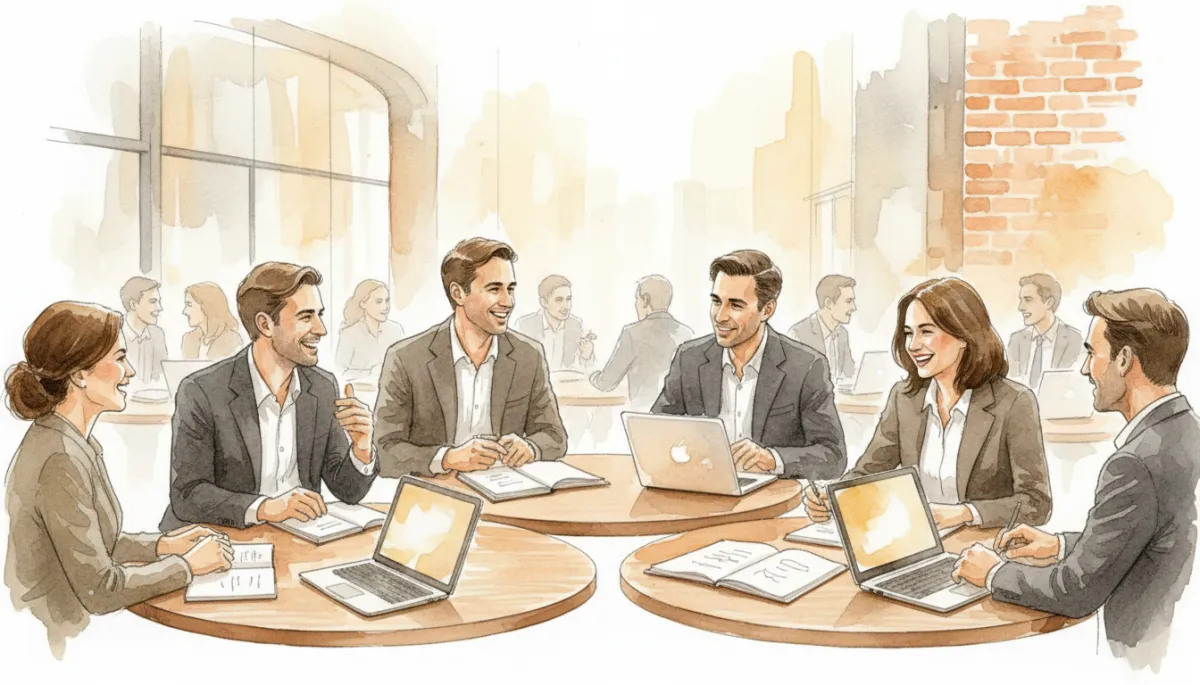 Business leaders networking and collaborating during a masterclass session