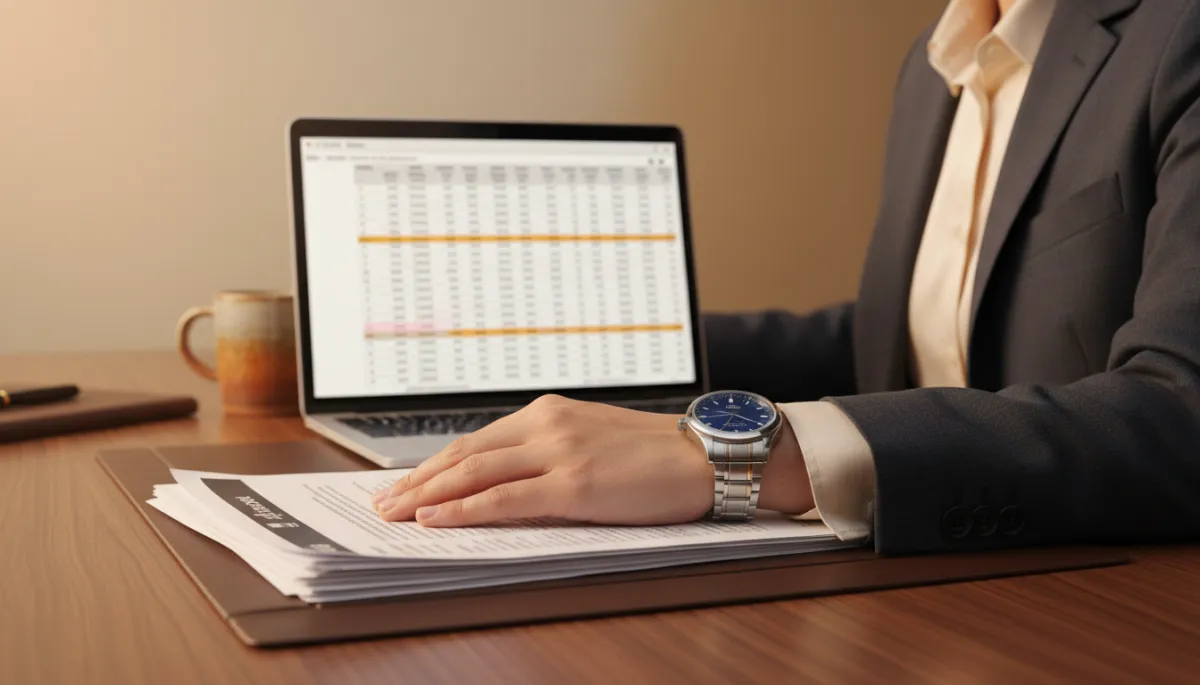 High-income professional reviewing extensive monthly expenses at an elegant desk