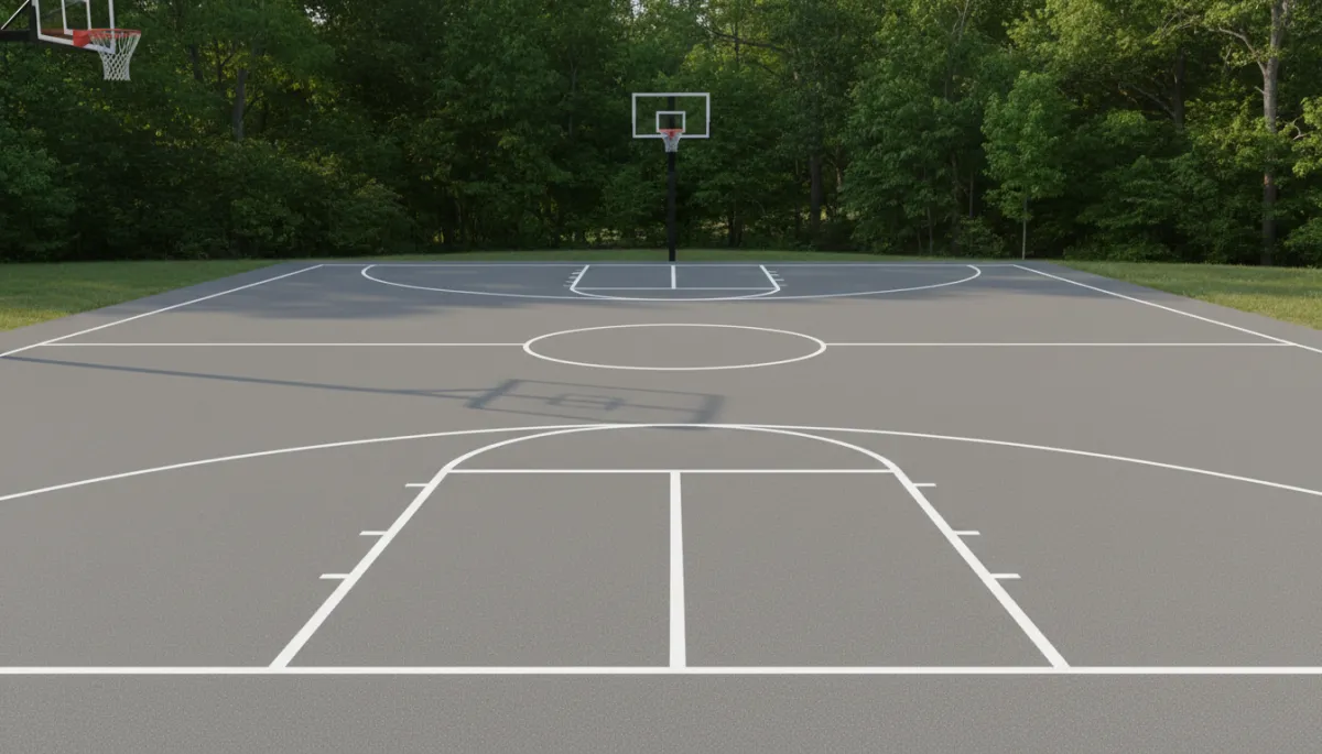 Freshly coated outdoor basketball court surface with clear lines Freshly coated outdoor basketball court surface with clear lines