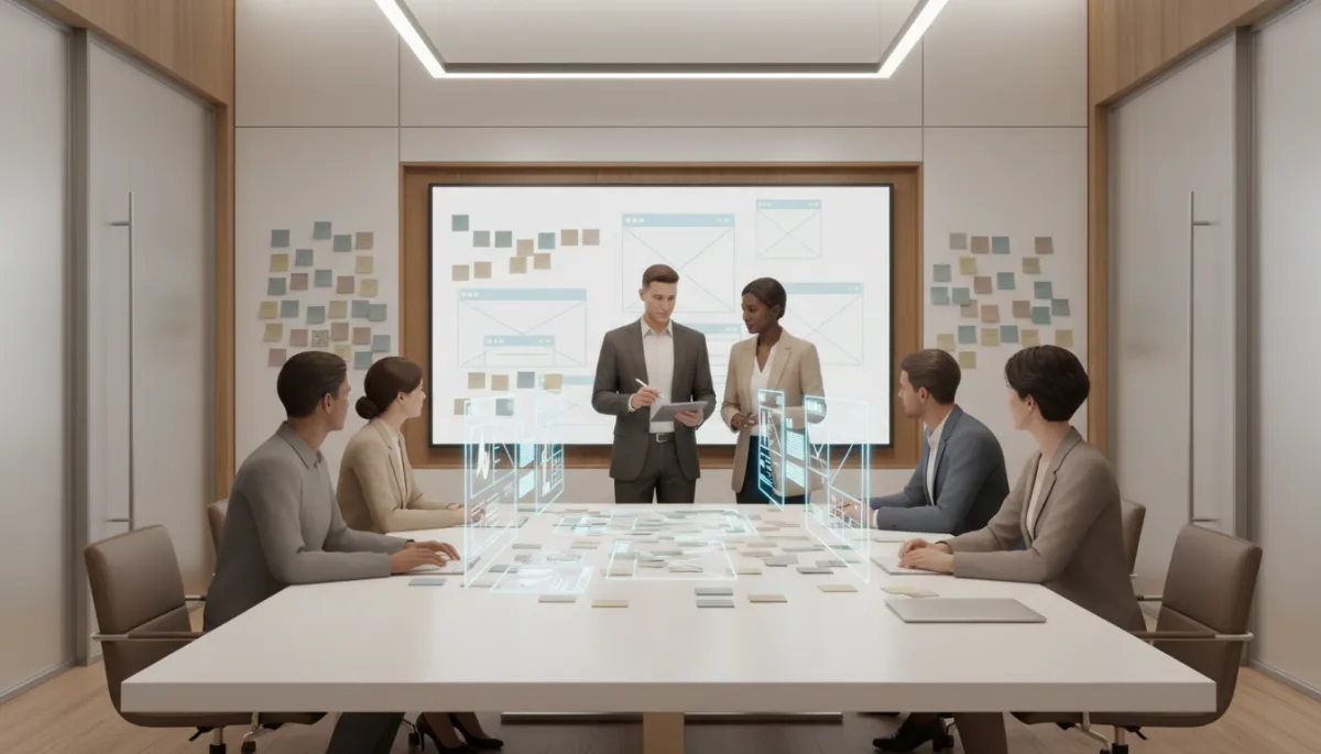 Agency team listening carefully to a client during a collaborative workshop Agency team listening carefully to a client during a collaborative workshop