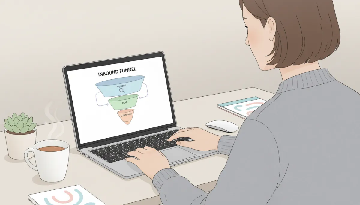 Marketer analyzing inbound marketing funnel from visitors to qualified leads