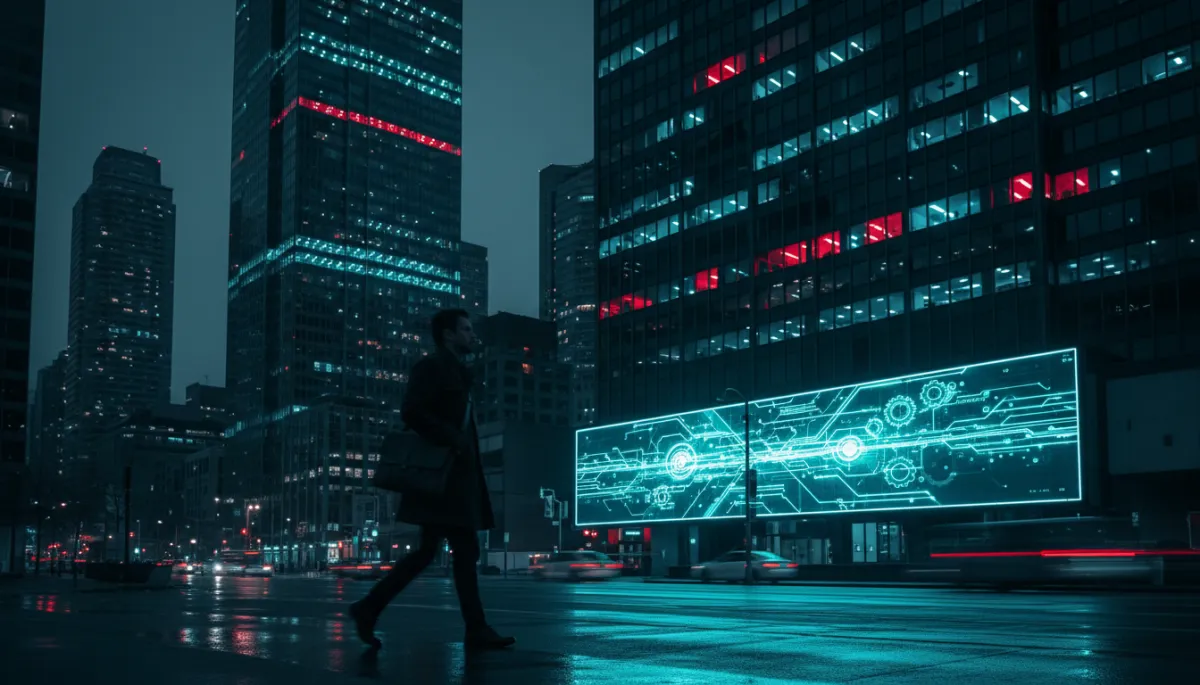 Downtown Toronto offices glowing as workers head home amid AI disruption