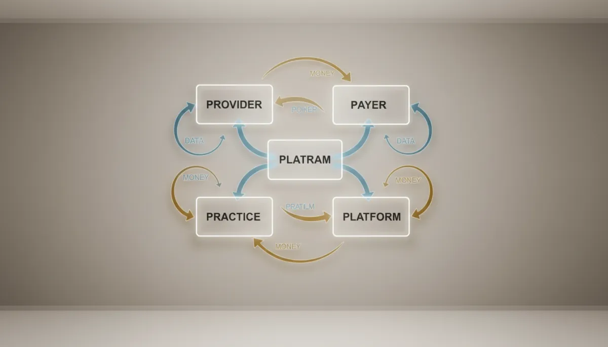 Diagram illustrating contracts and data flows between provider, practice, platform, and payer Diagram illustrating contracts and data flows between provider, practice, platform, and payer