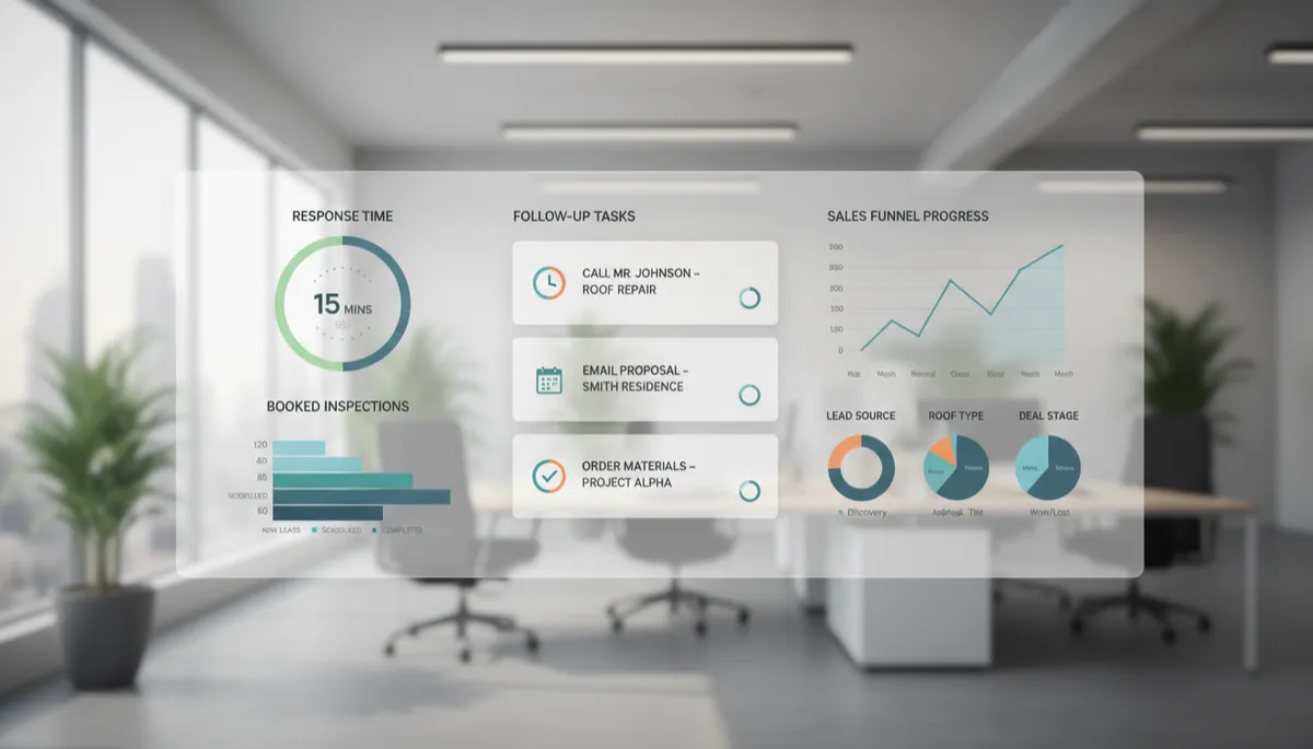 Dashboard summarizing AI-assisted roofing sales performance metrics Dashboard summarizing AI-assisted roofing sales performance metrics