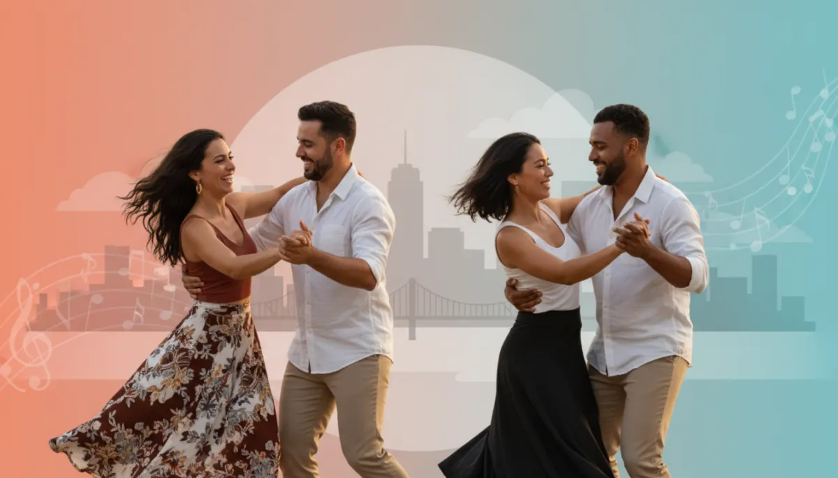 Couples dancing salsa and bachata at Studio 34 in Chattanooga