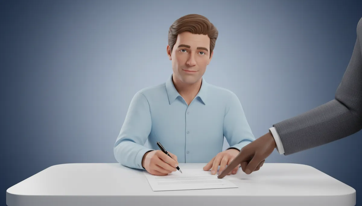 Homeowner signing paperwork to sell a distressed property quickly