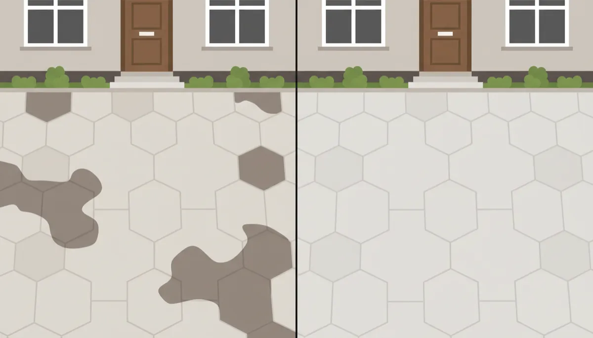 Before and after results of professional driveway pressure washing in Leicester