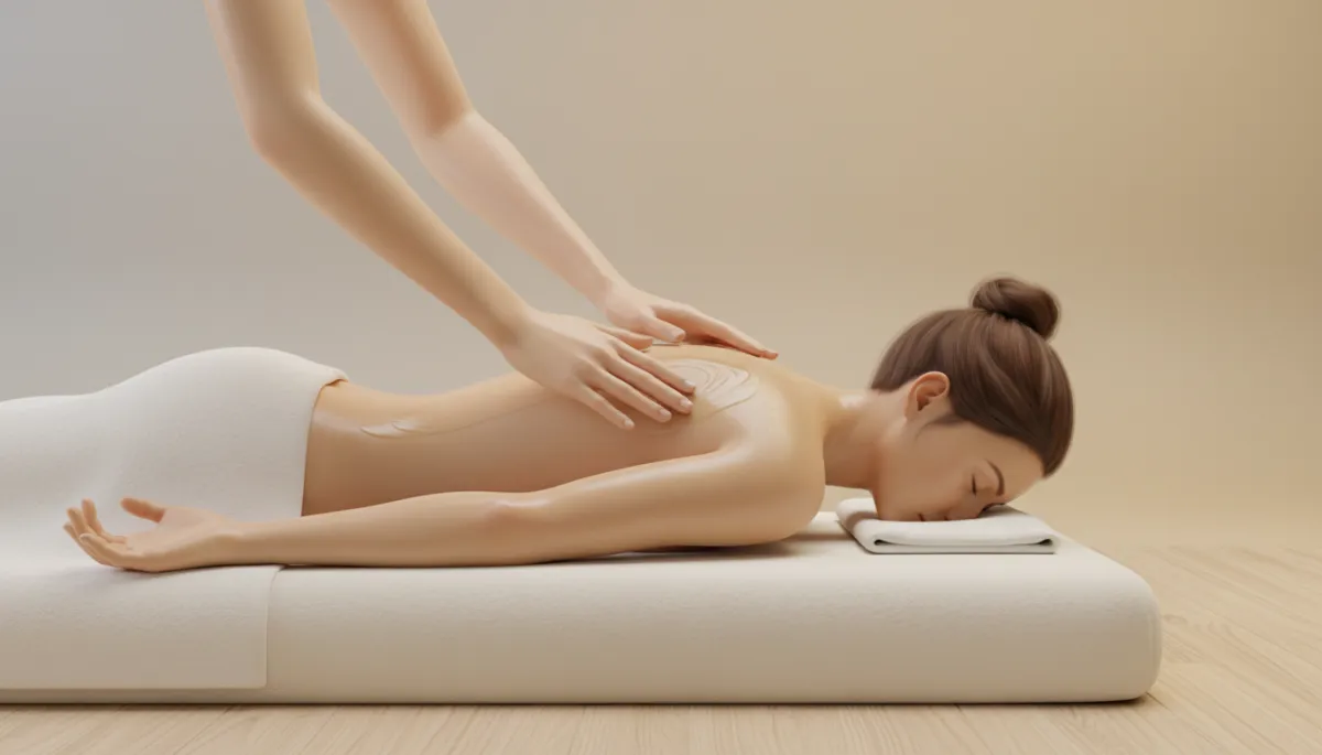 Personne recevant un massage ayurvédique relaxant dans un cabinet professionnel à Lausanne