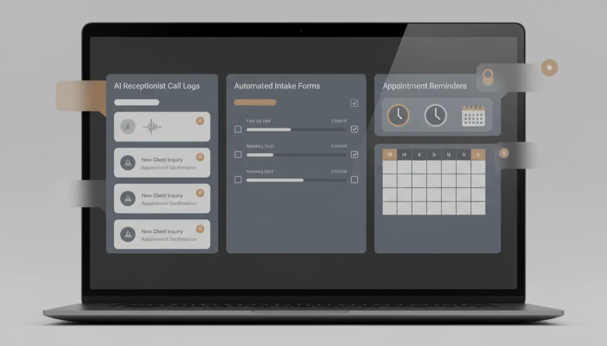 Dashboard showing AI receptionist call activity and intake details for a law firm