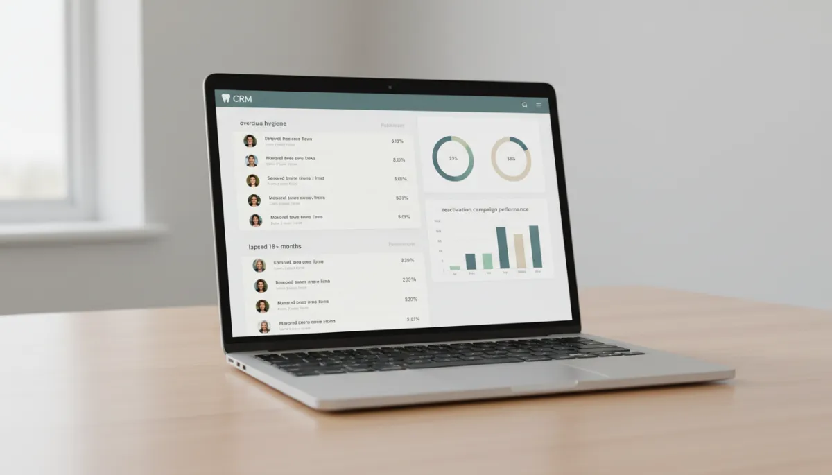 Dashboard displaying segmented dental patient reactivation campaigns and performance metrics Dashboard displaying segmented dental patient reactivation campaigns and performance metrics