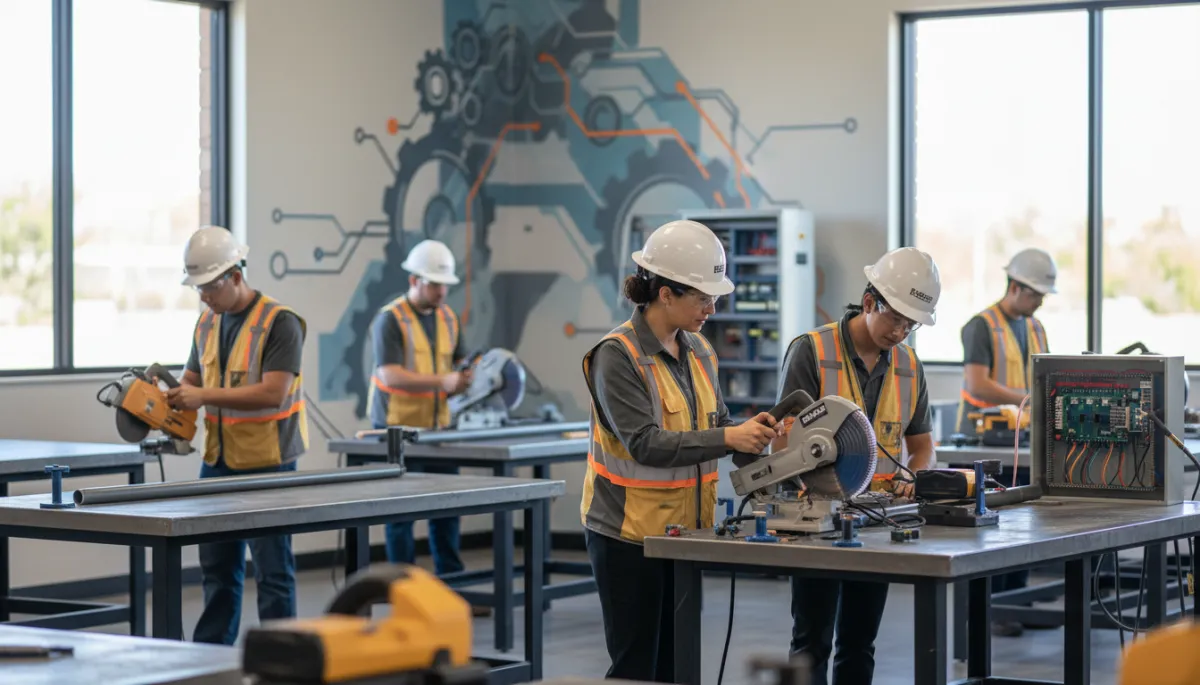 Students practicing on industrial equipment in a state-of-the-art Phoenix trades lab Students practicing on industrial equipment in a state-of-the-art Phoenix trades lab