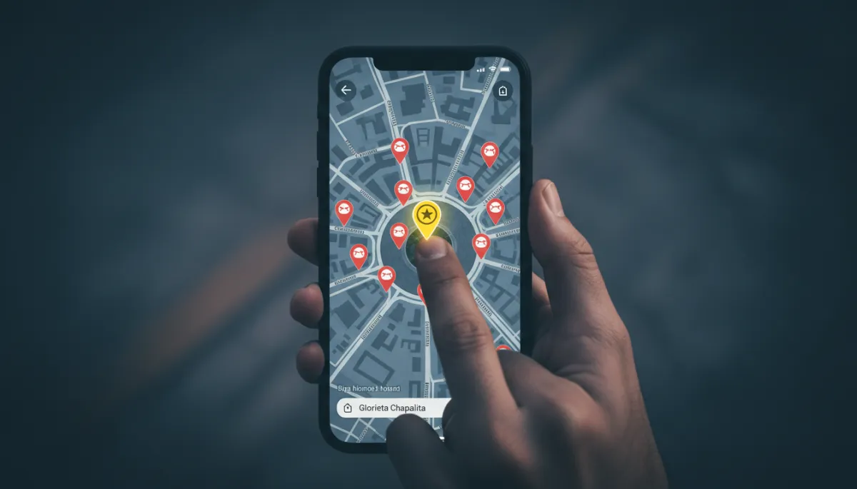 Persona buscando restaurantes en Chapalita en una app de mapas