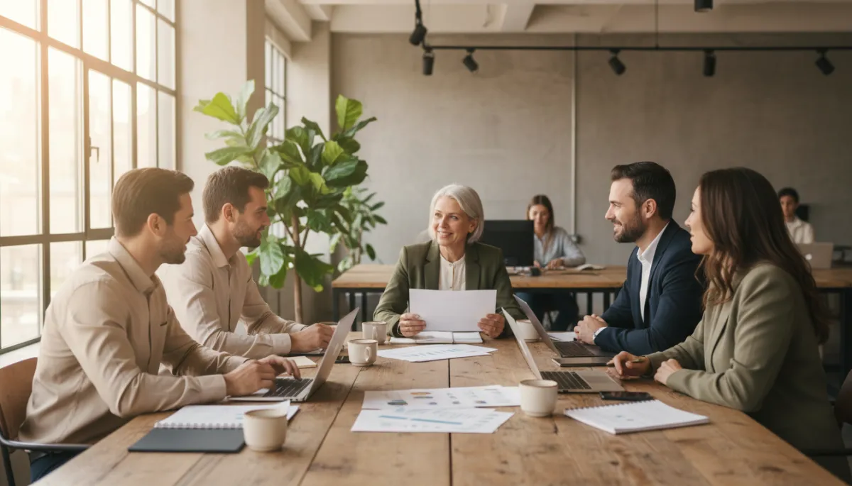 Business owners working with a coach on leadership and strategy