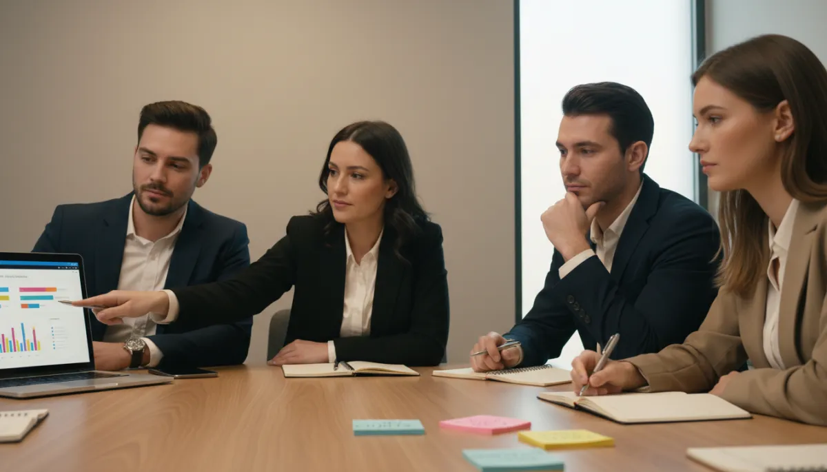 Service business team reviewing a structured follow-up pipeline on a laptop