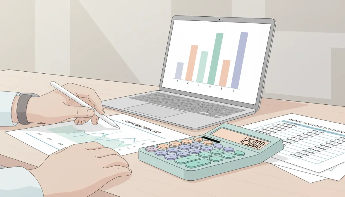 Business owner analysing costs and cash flow forecasts for 2026