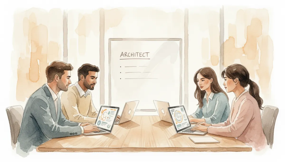 Agency team planning AI-driven marketing strategy using the ARCHITECT framework