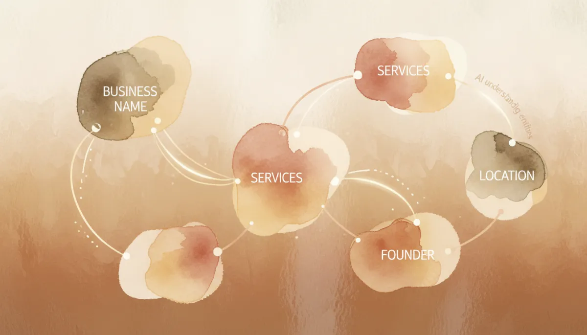 Diagram showing how AI connects business entities like services and locations