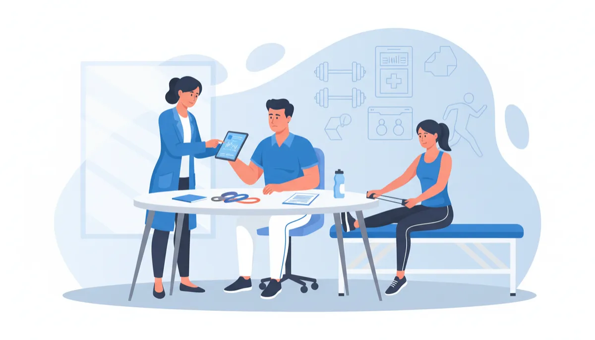 Sports medicine team planning an athlete's recovery strategy