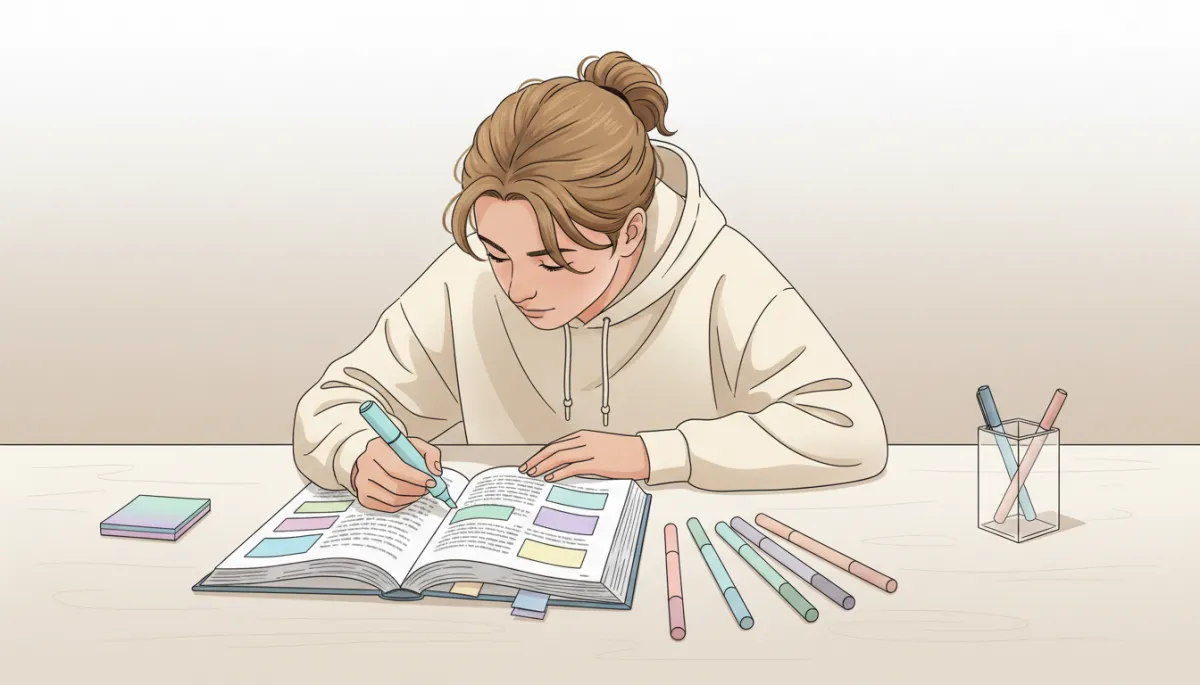 professional neutral-toned photograph of a teenager highlighting quotes in a printed copy of An Inspector Calls, with sticky notes and coloured pens laid out neatly on a desk professional neutral-toned photograph of a teenager highlighting quotes in a printed copy of An Inspector Calls, with sticky notes and coloured pens laid out neatly on a desk