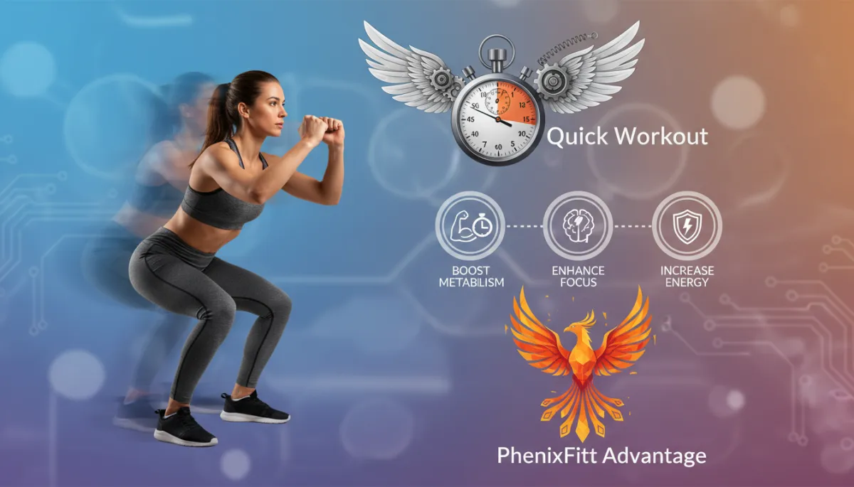 Include relevant visuals or infographics to illustrate key points about quick workouts and enhance reader engagement.. Context: This is for a blog post about "Why a Quick Workout Is Your Hidden Superpower: Unlocking the PhenixFitt Advantage". Style: Professional quality, photorealistic, high resolution. Just Do "The Push" Include relevant visuals or infographics to illustrate key points about quick workouts and enhance reader engagement.. Context: This is for a blog post about "Why a Quick Workout Is Your Hidden Superpower: Unlocking the PhenixFitt Advantage". Style: Professional quality, photorealistic, high resolution. Just Do "The Push"