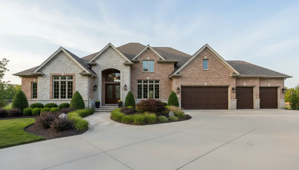 Newly built luxury single-family home with brick and stone exterior in Schaumburg Illinois Newly built luxury single-family home with brick and stone exterior in Schaumburg Illinois