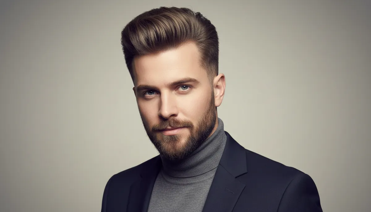 Hombre con quiff voluminoso y fade moderno