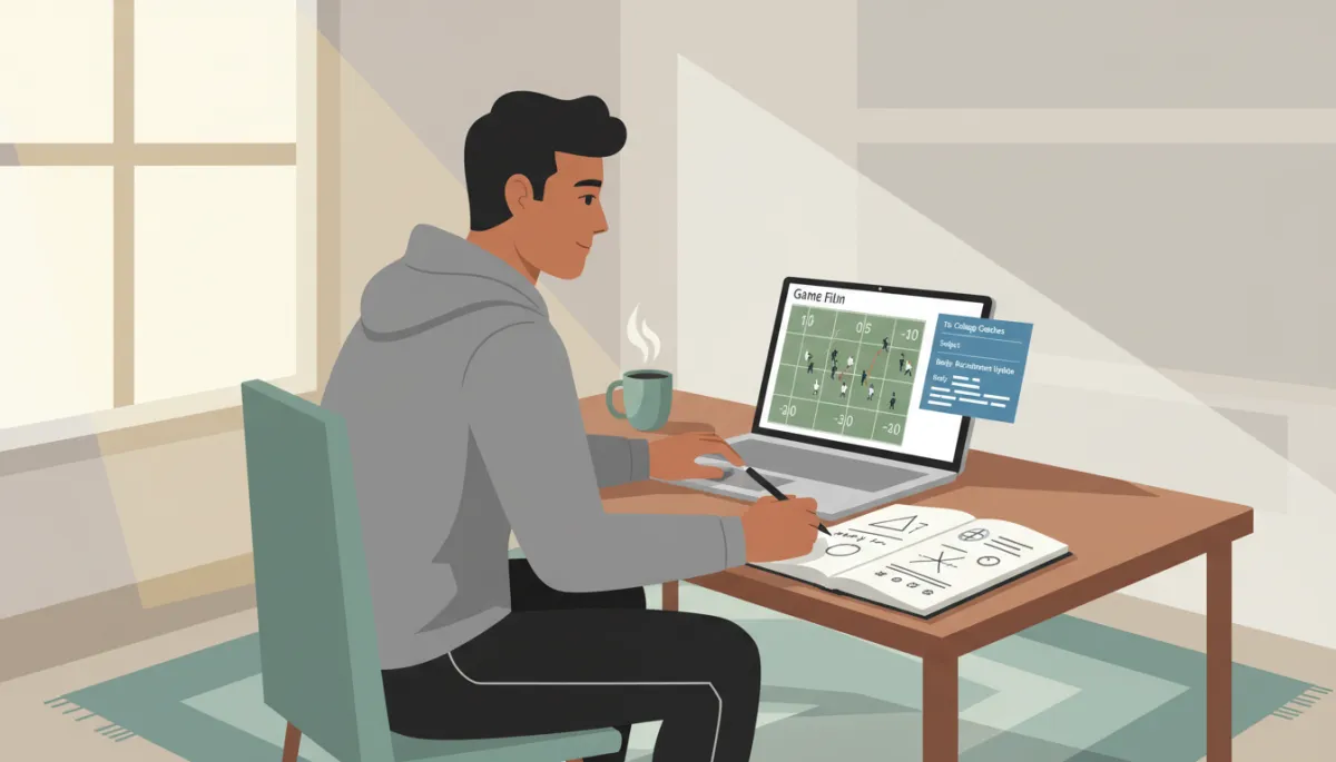Student athlete taking charge of the college recruiting process at a desk