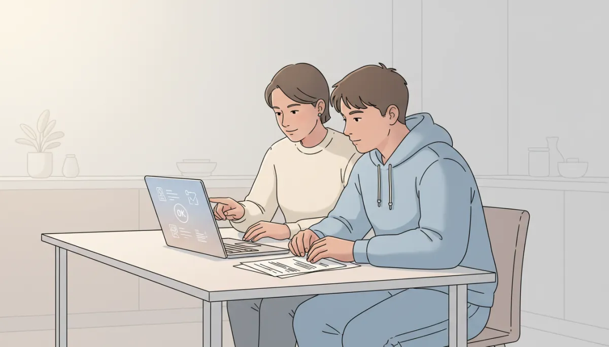 Parent and student-athlete reviewing transfer paperwork and eligibility rules