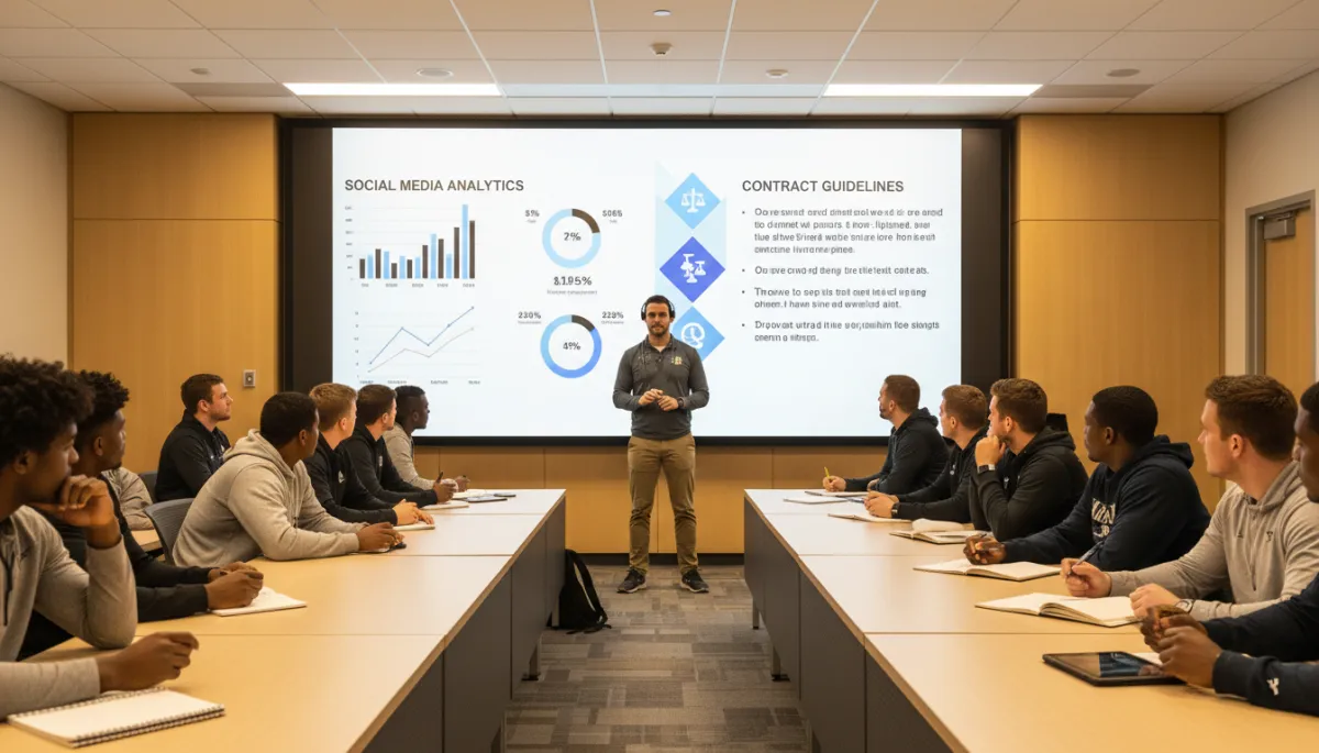 College athletes attending an NIL education and branding workshop